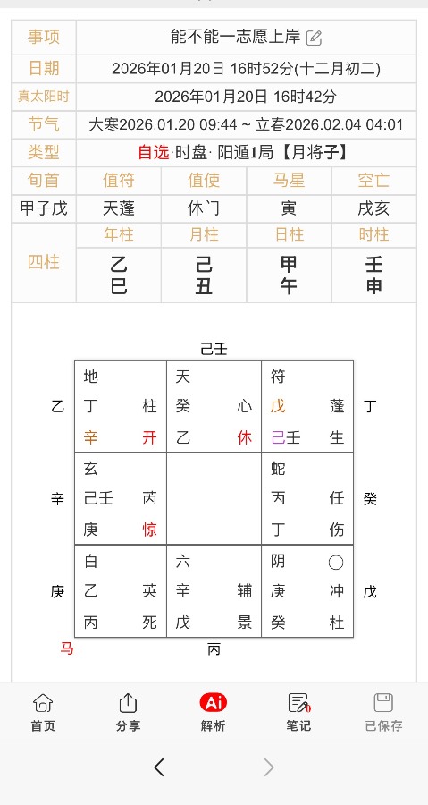 奇门问：能不能一志愿上岸 出分有反馈
